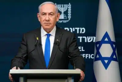 Jerusalem (-), 02/09/2024.- Israeli Prime Minister Benjamin Netanyahu speaks during a news conference in Jerusalem, 02 September 2024. The Israeli Prime Minister said, among other things, that Israel 'must have control' over Philadelphi Corridor, a narrow strip of land along the border between the Gaza Strip and Egypt. (Egipto, Jerusalén) EFE/EPA/OHAD ZWIGENBERG / POOL