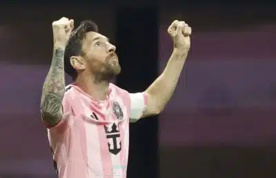 FOTODELDÍA EPA8997. ATLANTA (ESTADOS UNIDOS), 19/06/2025.- Lionel Messi del Inter Miami celebra un gol este jueves, durante un partido del Mundial de Clubes entre Inter Miami y Porto en Atlanta Georgia ( Estados Unidos). EFE/EPA/ Erik S. Lesser