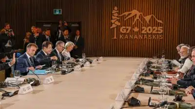 Presidente da República, Luiz Inácio Lula da Silva, durante a Sessão 7 – Segurança Energética: almoço de trabalho entre os Chefes de Estado e de Governo dos países do G7, países do segmento de engajamento externo e dirigentes de organizações internacionais convidadas. Kananaskis, Alberta - Canadá.  Foto: Ricardo Stuckert / PR