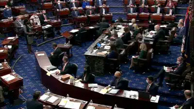 Plenário do Senado dos Estados Unidos em Washington
09/02/2021 TV do Senado dos EUA/Divulgação via Reuters