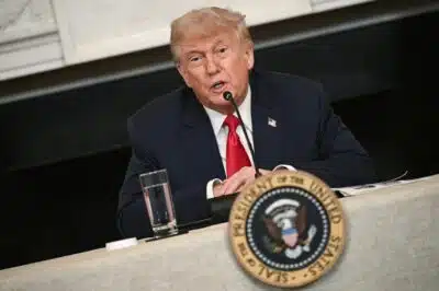 US President Donald Trump speaks during in an 