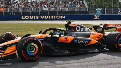MONTREAL, QUEBEC - JUNE 13: Lando Norris of Great Britain driving the (4) McLaren MCL39 Mercedes on track during practice ahead of the F1 Grand Prix of Canada at Circuit Gilles-Villeneuve on June 13, 2025 in Montreal, Quebec. (Photo by Minas Panagiotakis/Getty Images)