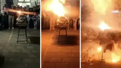 Experimento de vulcão em erupção causa explosão e fere 17 em feira de ciências na Argentina Experimento de vulcão em erupção causa explosão e fere 17 em feira de ciências na Argentina