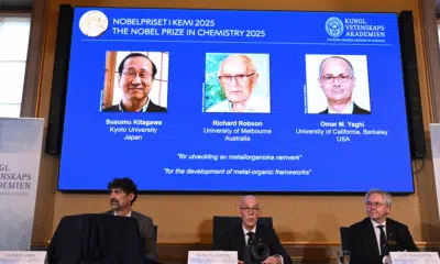Susumu Kitagawa, Omar M. Yaghi e Richard Robson dividem Nobel de Química 2025